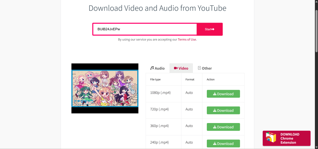 Y2mateでYouTubeダウンロード
